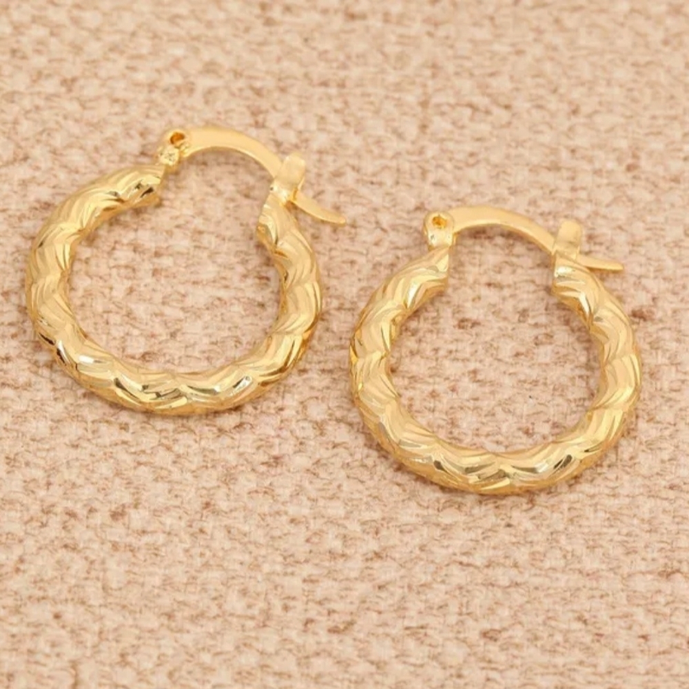 18K Elegant Gold Plated Hoop Earrings